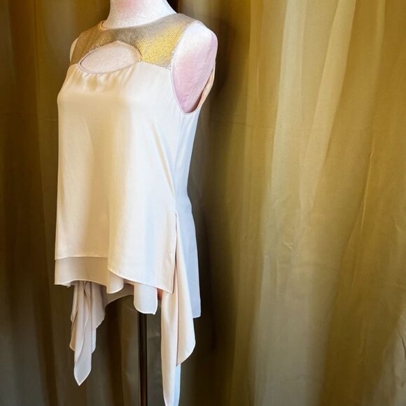 BCBG Maxazria Bianca Sequins Bare Pink Flowy Tunic Top Size XS - Picture 6 of 10